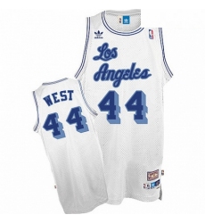 Mens Mitchell and Ness Los Angeles Lakers 44 Jerry West Swingman White Throwback NBA Jersey