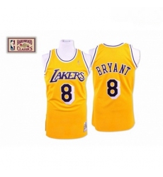 Mens Mitchell and Ness Los Angeles Lakers 8 Kobe Bryant Swingman Gold Throwback NBA Jersey