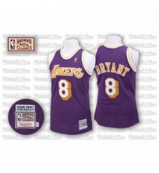 Mens Mitchell and Ness Los Angeles Lakers 8 Kobe Bryant Swingman Purple Throwback NBA Jersey