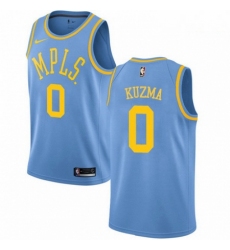 Mens Nike Los Angeles Lakers 0 Kyle Kuzma Authentic Blue Hardwood Classics NBA Jersey 
