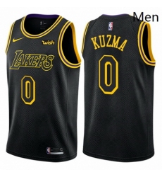 Mens Nike Los Angeles Lakers 0 Kyle Kuzma Swingman Black City Edition NBA Jersey 