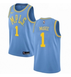 Mens Nike Los Angeles Lakers 1 JaVale McGee Swingman Blue Hardwood Classics NBA Jersey 