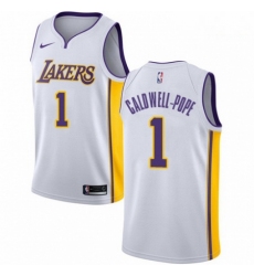 Mens Nike Los Angeles Lakers 1 Kentavious Caldwell Pope Authentic White NBA Jersey Association Edition 