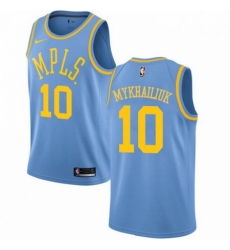 Mens Nike Los Angeles Lakers 10 Sviatoslav Mykhailiuk Authentic Blue Hardwood Classics NBA Jersey 