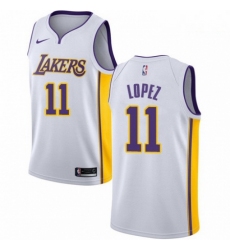 Mens Nike Los Angeles Lakers 11 Brook Lopez Swingman White NBA Jersey Association Edition 