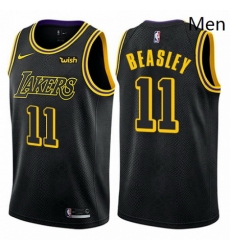 Mens Nike Los Angeles Lakers 11 Michael Beasley Swingman Black City Edition NBA Jersey 