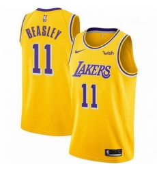 Mens Nike Los Angeles Lakers 11 Michael Beasley Swingman Gold NBA Jersey Icon Edition 