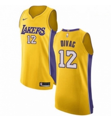 Mens Nike Los Angeles Lakers 12 Vlade Divac Authentic Gold Home NBA Jersey Icon Edition