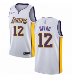 Mens Nike Los Angeles Lakers 12 Vlade Divac Authentic White NBA Jersey Association Edition