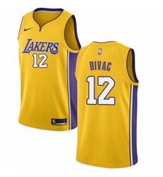 Mens Nike Los Angeles Lakers 12 Vlade Divac Swingman Gold Home NBA Jersey Icon Edition