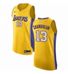 Mens Nike Los Angeles Lakers 13 Wilt Chamberlain Authentic Gold Home NBA Jersey Icon Edition