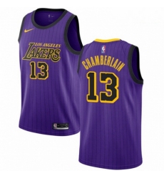 Mens Nike Los Angeles Lakers 13 Wilt Chamberlain Swingman Purple NBA Jersey City Edition