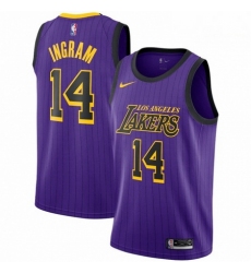 Mens Nike Los Angeles Lakers 14 Brandon Ingram Purple stripe NBA Jersey