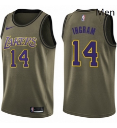 Mens Nike Los Angeles Lakers 14 Brandon Ingram Swingman Green Salute to Service NBA Jersey