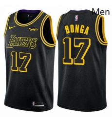 Mens Nike Los Angeles Lakers 17 Isaac Bonga Swingman Black City Edition NBA Jersey 