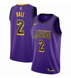 Mens Nike Los Angeles Lakers 2 Brandon Ingram Purple stripe NBA Jersey