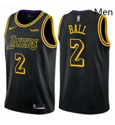 Mens Nike Los Angeles Lakers 2 Lonzo Ball Swingman Black City Edition NBA Jersey