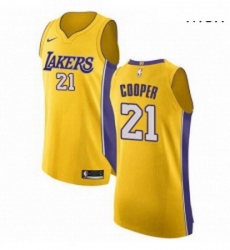 Mens Nike Los Angeles Lakers 21 Michael Cooper Authentic Gold Home NBA Jersey Icon Edition