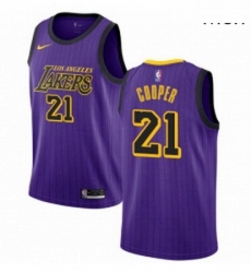 Mens Nike Los Angeles Lakers 21 Michael Cooper Swingman Purple NBA Jersey City Edition