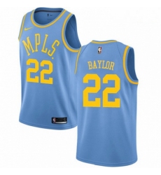 Mens Nike Los Angeles Lakers 22 Elgin Baylor Authentic Blue Hardwood Classics NBA Jersey