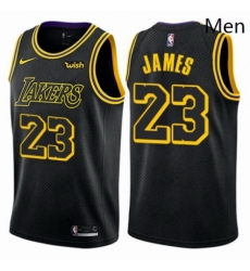 Mens Nike Los Angeles Lakers 23 LeBron James Authentic Black City Edition NBA Jersey 