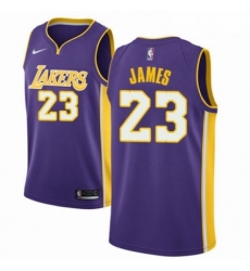 Mens Nike Los Angeles Lakers 23 LeBron James Authentic Purple NBA Jersey Statement Edition 