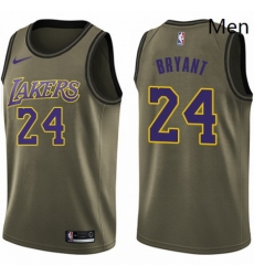 Mens Nike Los Angeles Lakers 24 Kobe Bryant Swingman Green Salute to Service NBA Jersey