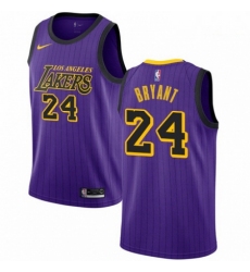 Mens Nike Los Angeles Lakers 24 Kobe Bryant Swingman Purple NBA Jersey City Edition