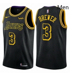 Mens Nike Los Angeles Lakers 3 Corey Brewer Authentic Black City Edition NBA Jersey 
