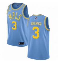 Mens Nike Los Angeles Lakers 3 Corey Brewer Authentic Blue Hardwood Classics NBA Jersey 