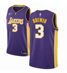 Mens Nike Los Angeles Lakers 3 Corey Brewer Authentic Purple NBA Jersey Icon Edition 