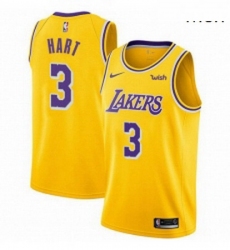 Mens Nike Los Angeles Lakers 3 Josh Hart Swingman Gold NBA Jersey Icon Edition 
