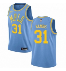 Mens Nike Los Angeles Lakers 31 Kurt Rambis Authentic Blue Hardwood Classics NBA Jersey