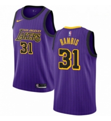 Mens Nike Los Angeles Lakers 31 Kurt Rambis Swingman Purple NBA Jersey City Edition