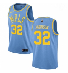 Mens Nike Los Angeles Lakers 32 Magic Johnson Authentic Blue Hardwood Classics NBA Jersey