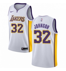 Mens Nike Los Angeles Lakers 32 Magic Johnson Swingman White NBA Jersey Association Edition