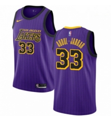 Mens Nike Los Angeles Lakers 33 Kareem Abdul Jabbar Swingman Purple NBA Jersey City Edition