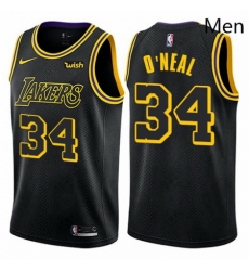 Mens Nike Los Angeles Lakers 34 Shaquille ONeal Authentic Black City Edition NBA Jersey
