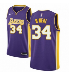 Mens Nike Los Angeles Lakers 34 Shaquille ONeal Swingman Purple NBA Jersey Statement Editi