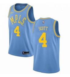 Mens Nike Los Angeles Lakers 4 Byron Scott Authentic Blue Hardwood Classics NBA Jersey