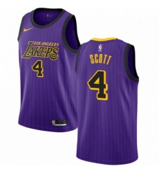 Mens Nike Los Angeles Lakers 4 Byron Scott Swingman Purple NBA Jersey City Edition