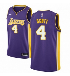 Mens Nike Los Angeles Lakers 4 Byron Scott Swingman Purple NBA Jersey Statement Edition