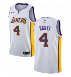 Mens Nike Los Angeles Lakers 4 Byron Scott Swingman White NBA Jersey Association Edition
