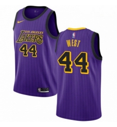 Mens Nike Los Angeles Lakers 44 Jerry West Swingman Purple NBA Jersey City Edition