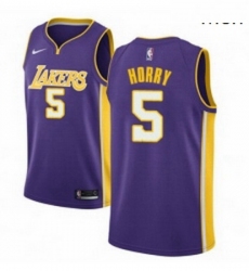 Mens Nike Los Angeles Lakers 5 Robert Horry Authentic Purple NBA Jersey Icon Edition