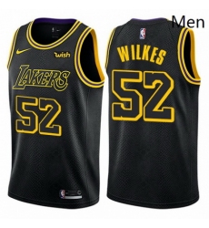 Mens Nike Los Angeles Lakers 52 Jamaal Wilkes Authentic Black City Edition NBA Jersey