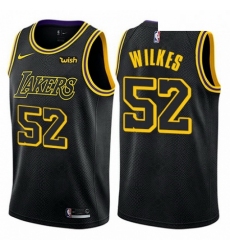 Mens Nike Los Angeles Lakers 52 Jamaal Wilkes Swingman Black City Edition NBA Jersey