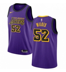 Mens Nike Los Angeles Lakers 52 Jamaal Wilkes Swingman Purple NBA Jersey City Edition