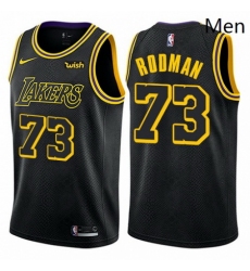 Mens Nike Los Angeles Lakers 73 Dennis Rodman Authentic Black City Edition NBA Jersey