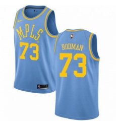 Mens Nike Los Angeles Lakers 73 Dennis Rodman Authentic Blue Hardwood Classics NBA Jersey